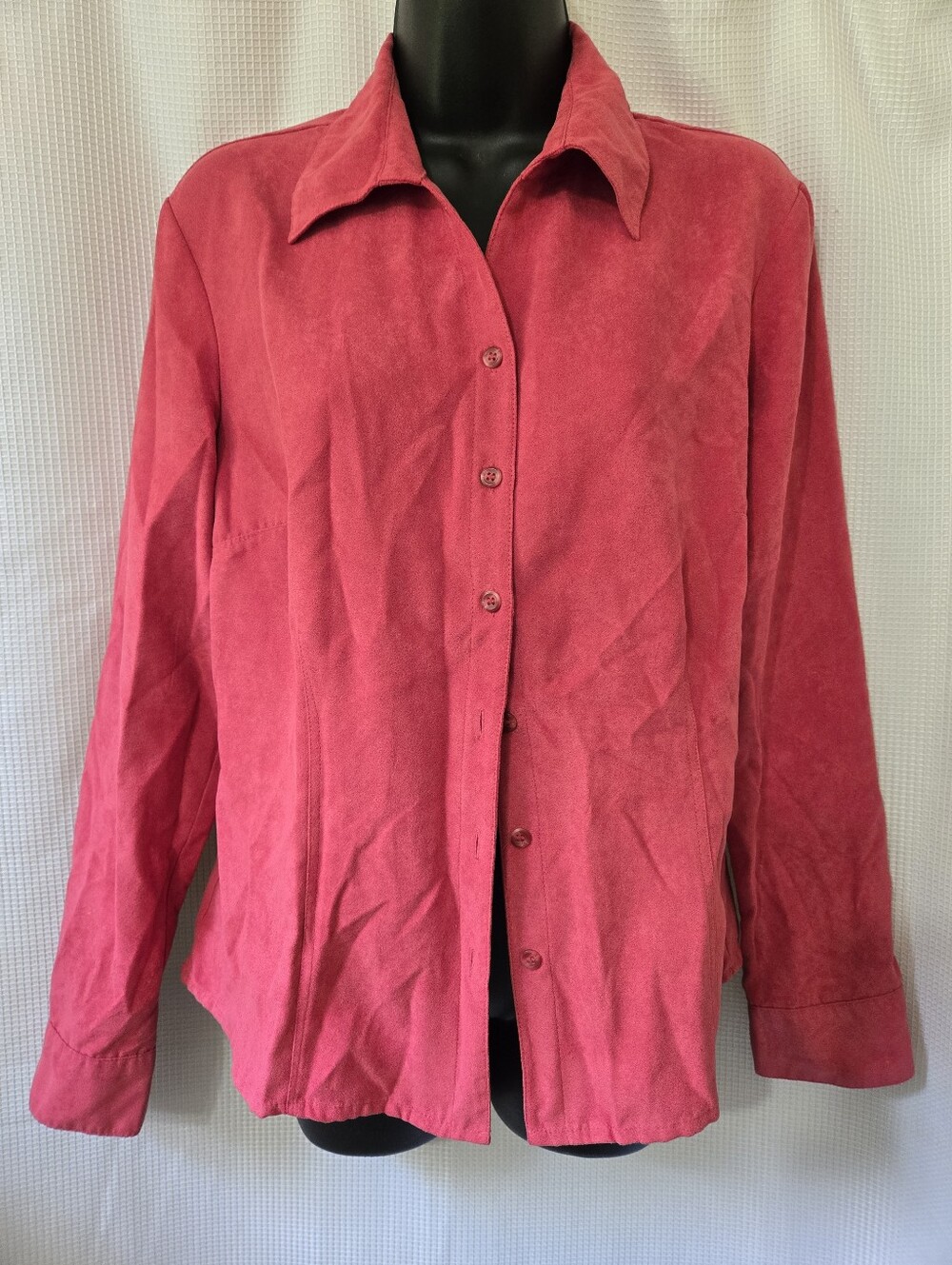 Sonoma Button-Front Suede Feel Button Down  in Rose Pink